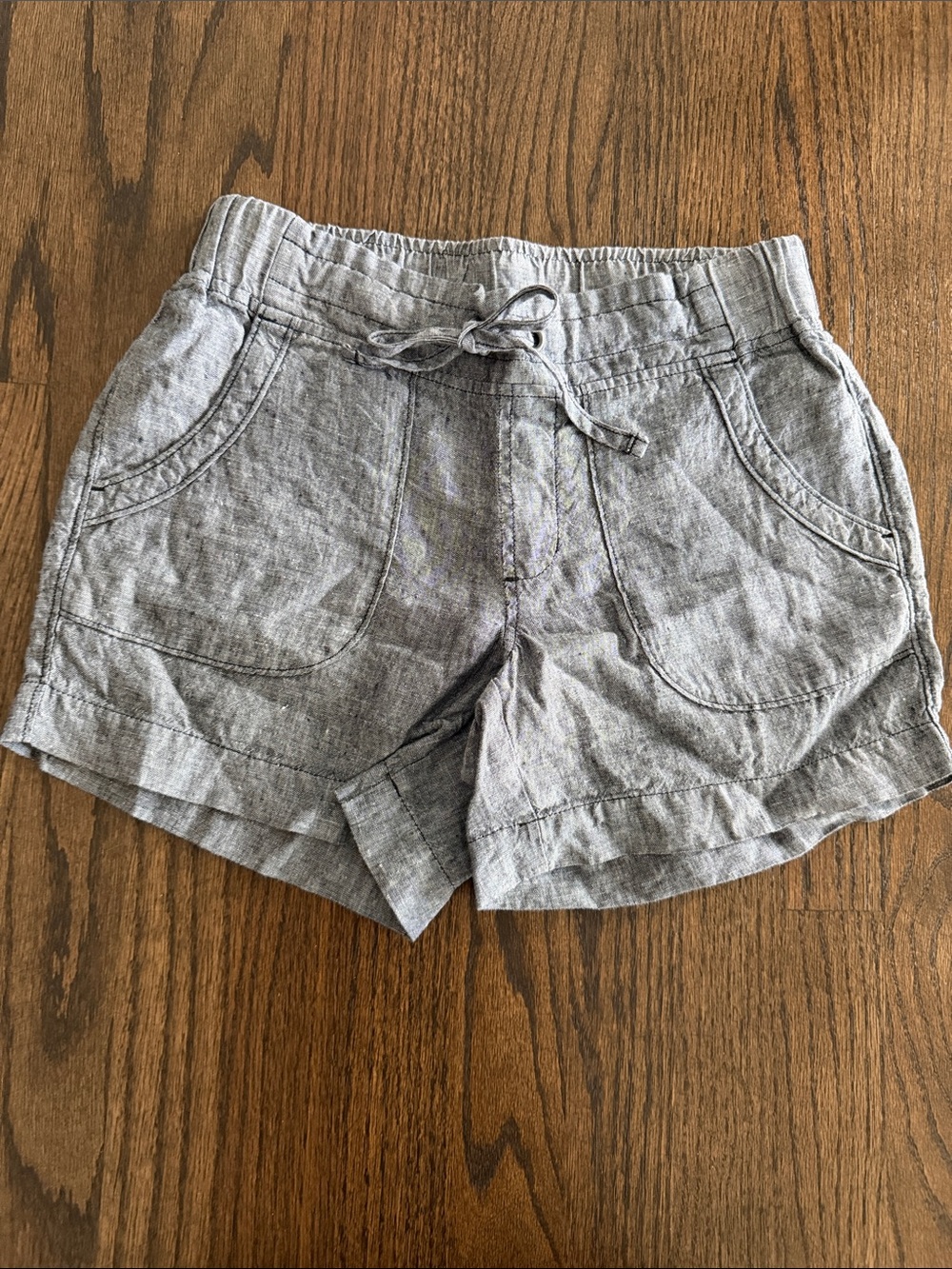 Women’s Casual Grey linen Drawstring Shorts